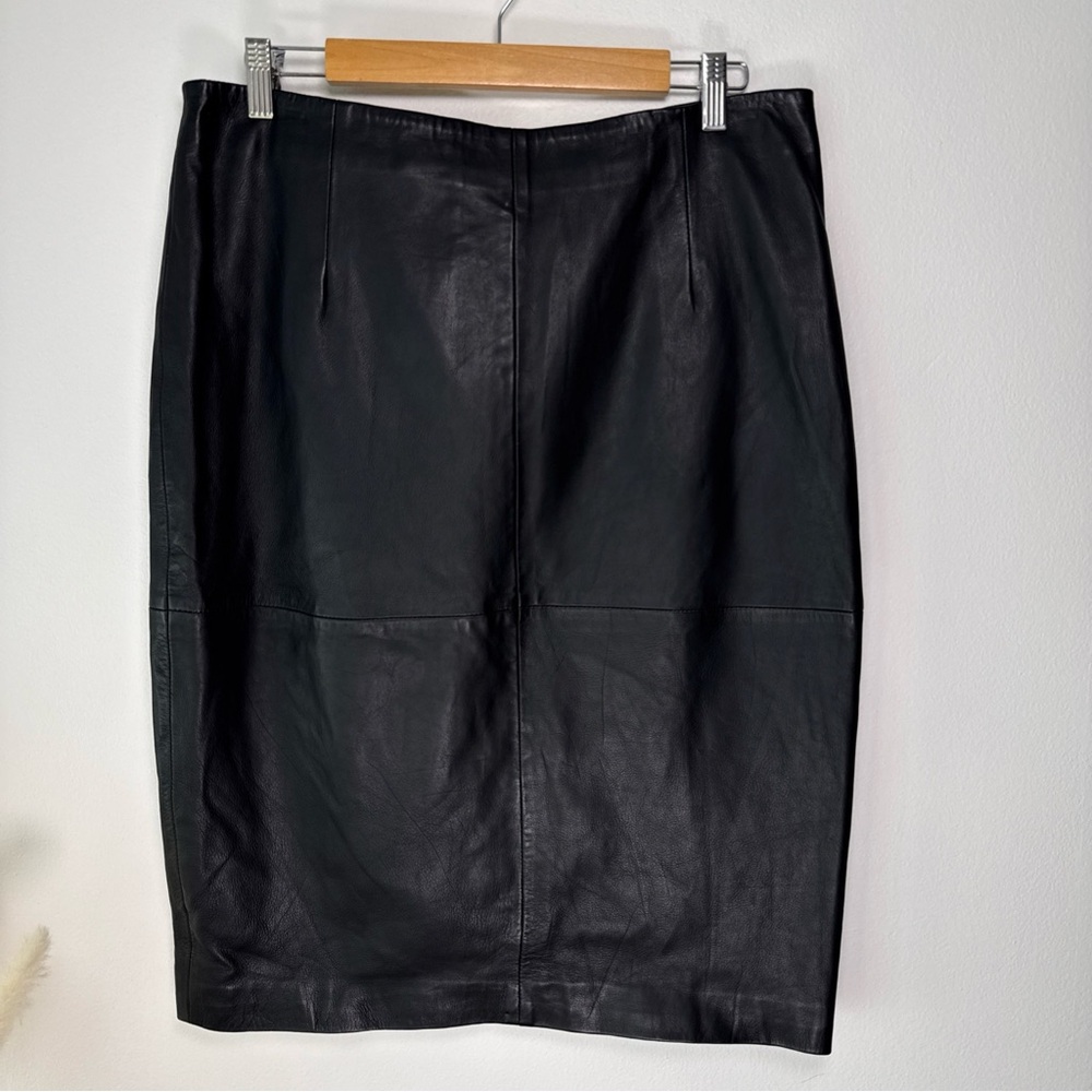 The White Company WHITE LABEL Black Leather Pencil Skirt Size US 12 UK 16 City